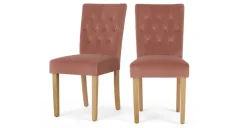 Juego de 2 sillas de comedor Flynn – Terciopelo rosa y abedul