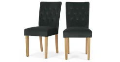 Juego de 2 sillas de comedor Flynn -Terciopelo gris medianoche y abedul