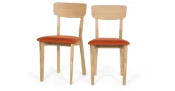Juego de 2 sillas de comedor Jenson – Roble y naranja retro