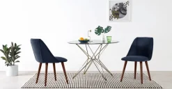 Juego de 2 sillas de comedor Lule – Terciopelo azul real y nogal ⚡