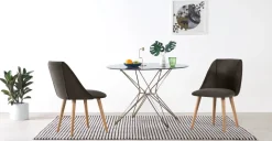 Juego de 2 sillas de comedor Lule – Terciopelo gris nutria y roble