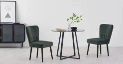 Juego de 2 sillas de comedor Charley – Terciopelo gris medianoche y negro