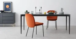 Juego de 2 sillas de comedor Safia – Terciopelo naranja llama