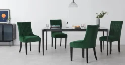 Juego de 2 sillas de comedor Flynn – Terciopelo verde pino y negro