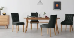 Juego de 2 sillas de comedor Flynn -Terciopelo gris medianoche y abedul