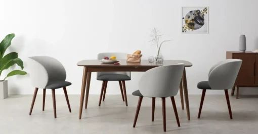Juego de 2 sillas de comedor Adeline – Gris marga/granizo y nogal