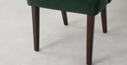 Juego de 2 sillas de comedor Alec – Terciopelo verde pino y patas de madera teñida