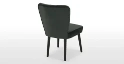 Juego de 2 sillas de comedor Charley – Terciopelo gris medianoche y negro