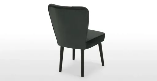 Juego de 2 sillas de comedor Charley – Terciopelo gris medianoche y negro
