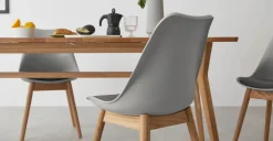 Juego de 2 sillas de comedor Thelma – Roble y tejido gris tonal