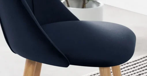 Juego de 2 sillas de comedor Lule – Terciopelo azul real y roble