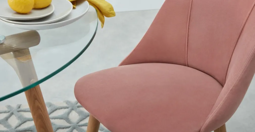 Juego de 2 sillas de comedor Lule – Terciopelo rosa palo