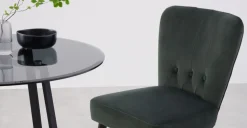 Juego de 2 sillas de comedor Charley – Terciopelo gris medianoche y negro