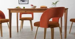 Juego de 2 sillas de comedor Enid – Terciopelo naranja y dorado