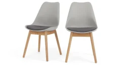 Juego de 2 sillas de comedor Thelma – Roble y tejido gris tonal