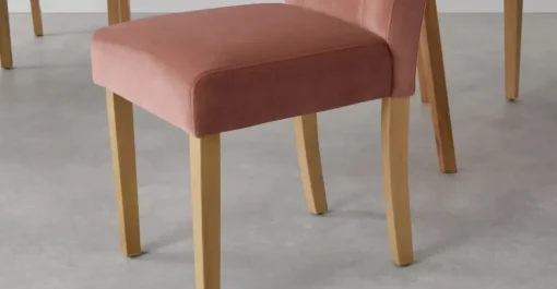 Juego de 2 sillas de comedor Flynn – Terciopelo rosa y abedul