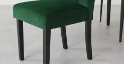 Juego de 2 sillas de comedor Flynn – Terciopelo verde pino y negro