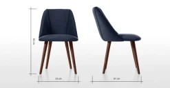 Juego de 2 sillas de comedor Lule – Terciopelo azul real y nogal ⚡