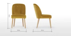 Juego de 2 sillas de comedor Margot – Terciopelo dorado vintage y madera clara