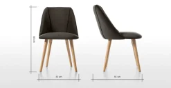 Juego de 2 sillas de comedor Lule – Terciopelo gris nutria y roble