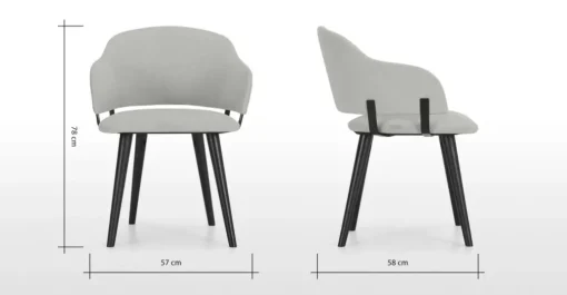 Juego de 2 sillas de comedor Nielson – Gris granizo