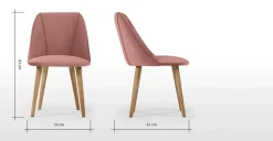 Juego de 2 sillas de comedor Lule – Terciopelo rosa palo