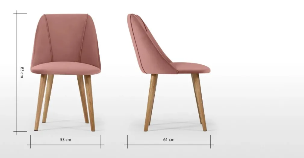 Juego de 2 sillas de comedor Lule – Terciopelo rosa palo