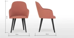 Juego de 2 sillas de comedor carver de respaldo alto Stig – Rosa viejo y negro