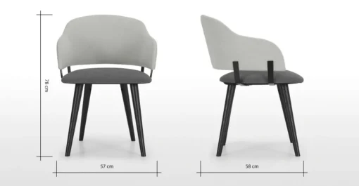 Juego de 2 sillas de comedor Nielson – Gris marga y granizo