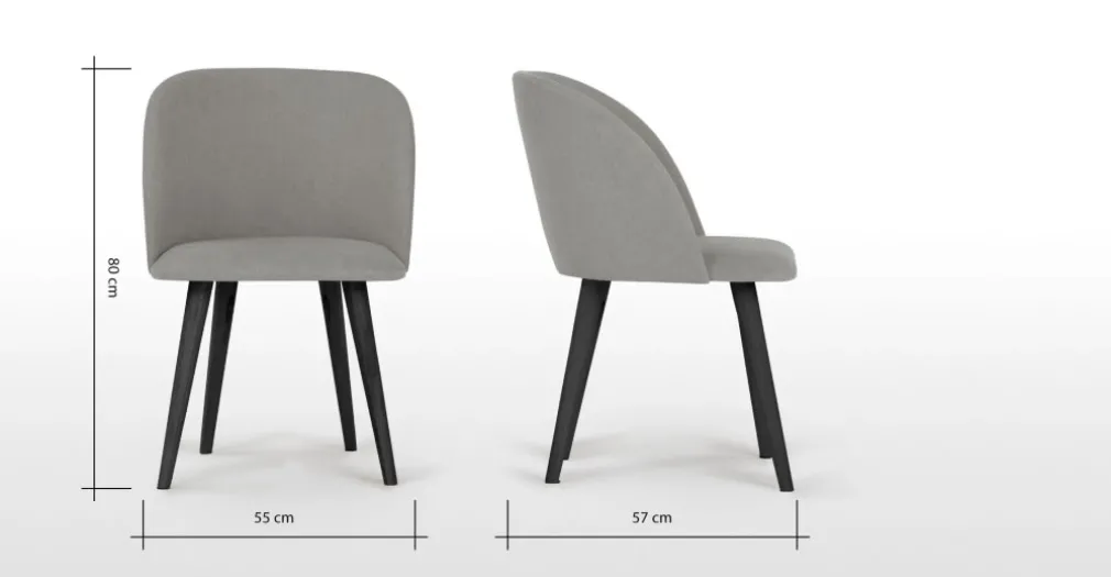 Juego de 2 sillas de comedor Stig – Gris manhattan y negro