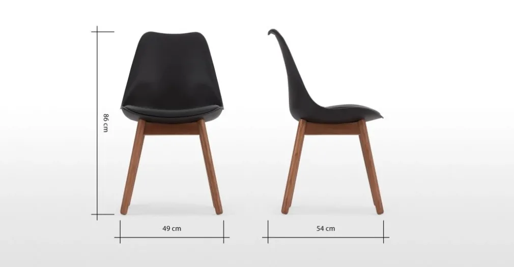 Juego de 2 sillas de comedor Thelma – Roble oscuro y negro