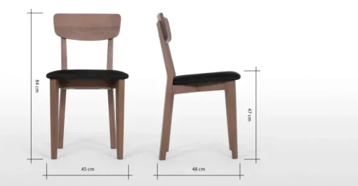 Juego de 2 sillas de comedor Jenson – Roble Oscuro y gris oscuro
