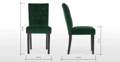 Juego de 2 sillas de comedor Flynn – Terciopelo verde pino y negro