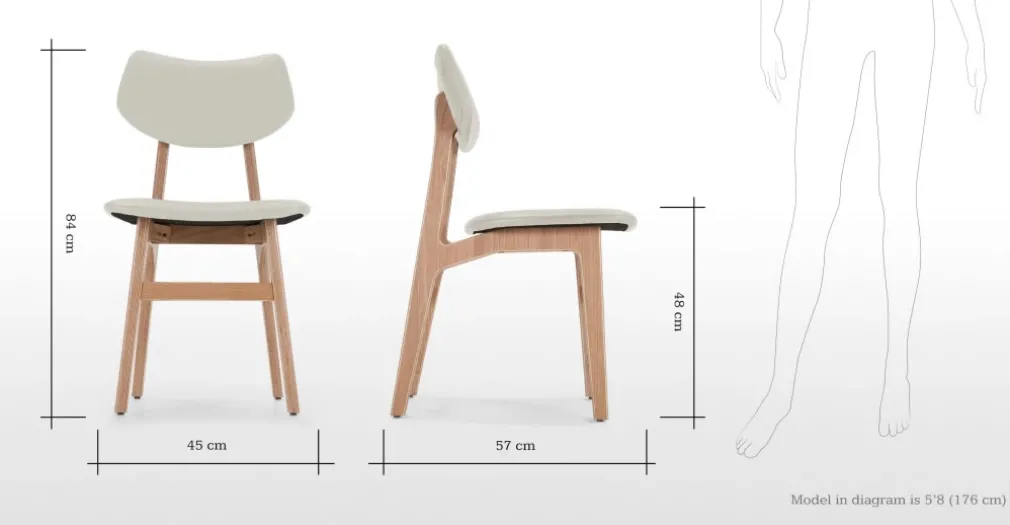 Juego de 2 sillas de comedor Jacob – Alabastro y fresno