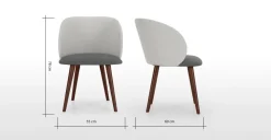 Juego de 2 sillas de comedor Adeline – Gris marga/granizo y nogal