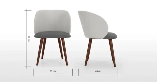 Juego de 2 sillas de comedor Adeline – Gris marga/granizo y nogal