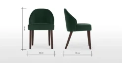 Juego de 2 sillas de comedor Alec – Terciopelo verde pino y patas de madera teñida