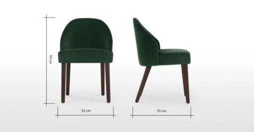 Juego de 2 sillas de comedor Alec – Terciopelo verde pino y patas de madera teñida