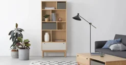 Librería estrecha Campton – Roble y gris