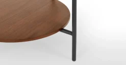 Mesa auxiliar redonda Kameko – Nogal y cristal