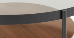 Mesa auxiliar redonda Kameko – Nogal y cristal