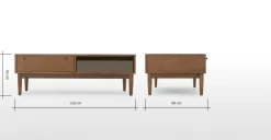 Mesa de Centro con Almacenaje Campton – Roble oscuro y gris