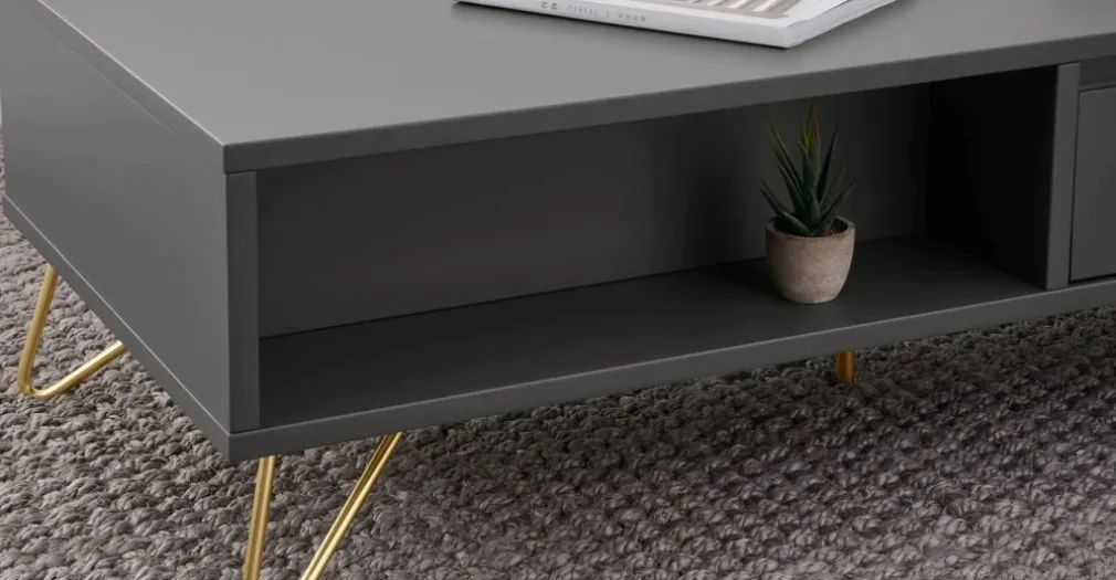 Mesa de Centro Elona – Gris Carbón y Metal