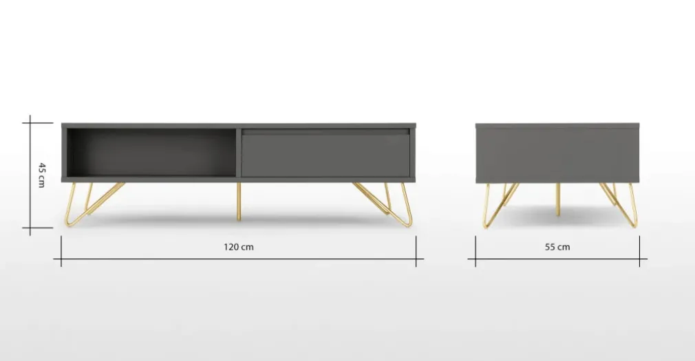 Mesa de Centro Elona – Gris Carbón y Metal