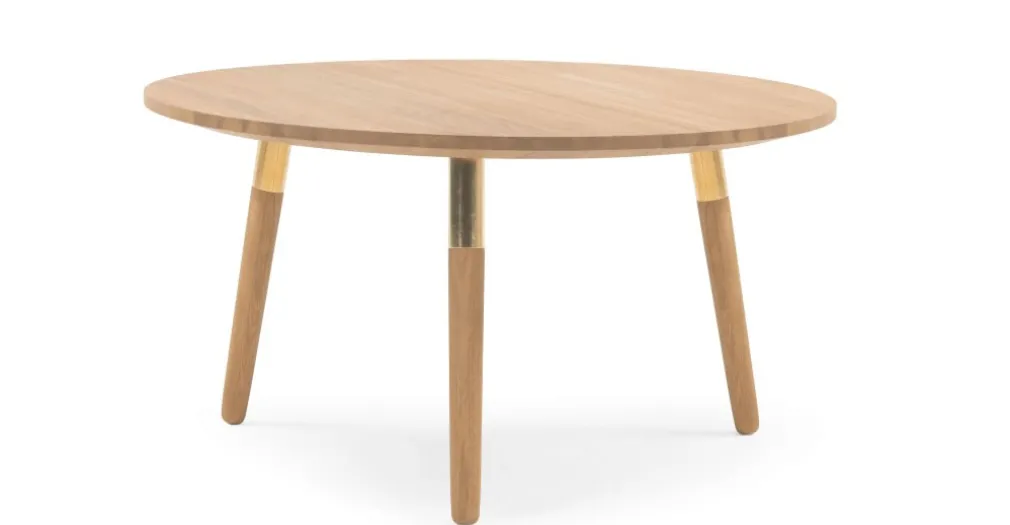 Mesa de Centro Redonda Range – Roble macizo y Metal