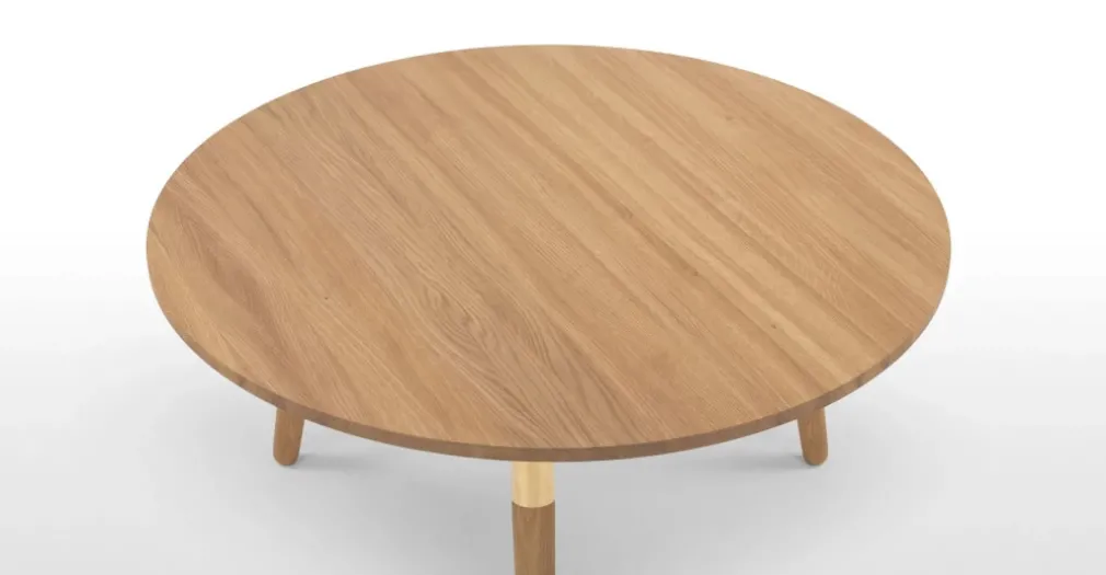 Mesa de Centro Redonda Range – Roble macizo y Metal