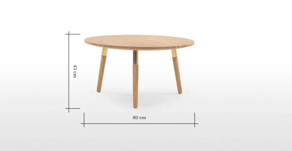 Mesa de Centro Redonda Range – Roble macizo y Metal