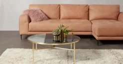 Mesa de Centro Stanley – Acero Dorado y Vidrio