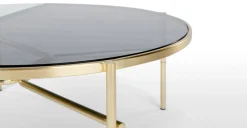 Mesa de Centro Stanley – Acero Dorado y Vidrio