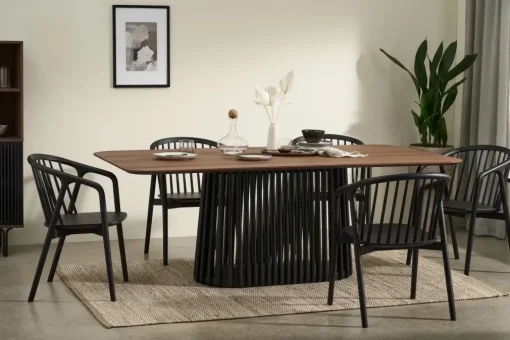 Mesa de Comedor 8 Asientos Zaragoza – Nogal y Negro